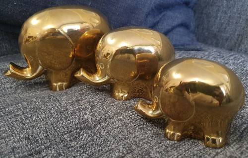 3 Solid Brass Elephants
