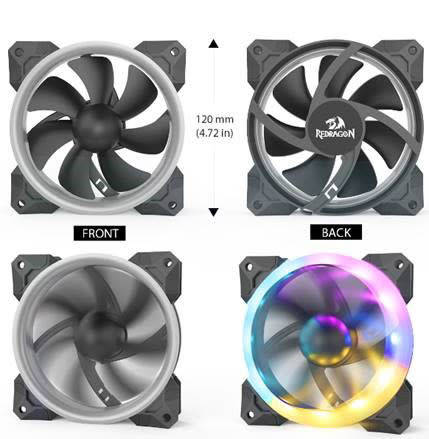 Redragon® RGB 120mm Case Fan 5-Pack GC-F008 IR Remote Controlled.