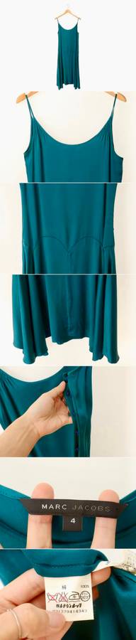 MARC JACOBS TEAL GREEN SILK SLIP BUSTIER DRESS (SIZE : WOMEN M)