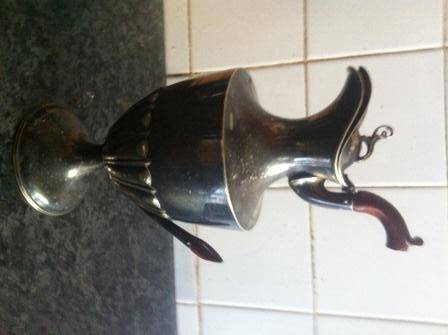 SILVER PLATED JUG WOODEN HANDEL WITH HALL MARKS