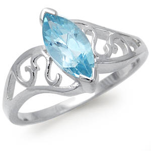 1ct. Natural Sky Blue Topaz SOLID 925 Sterling Silver Filigree Ring size 6.75