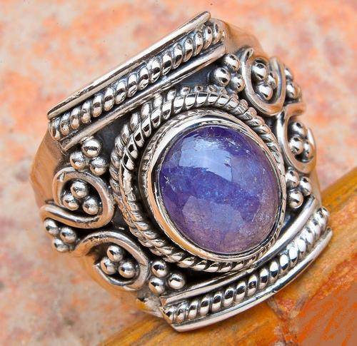 NATURAL TANZANITE SOLID .925 STERLING SILVER RING SIZE 6.5