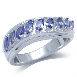 Gorgeous Natural Tanzanite SOLID 925 Sterling Silver Journey Ring Size 7