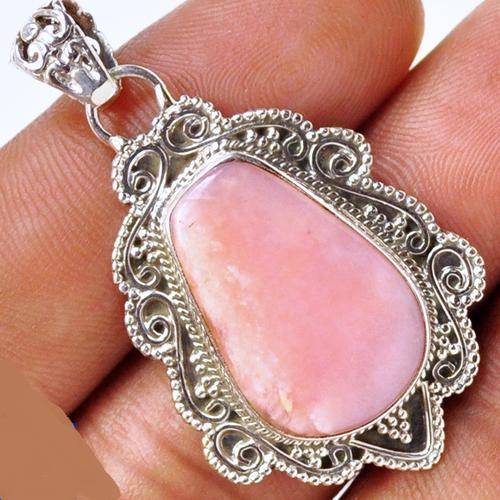 STUNNING PINK OPAL SOLID 925 STERLING SILVER PENDANT  1 5/8inch
