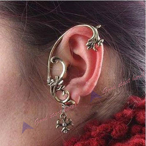 Vintage Bronze Gothic/Punk Wind Temptation Flower Ear Cuff Stud Earring (1earring)