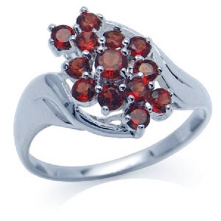 *In Stock* Genuine Natural 1.31ct Garnet Solid 925 Sterling Silver Cluster Ring Sz 9