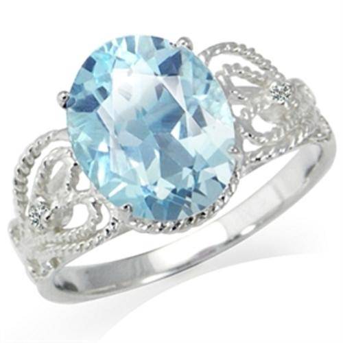 4.3ct. Natural Blue & White Topaz 925 Sterling Silver Vintage Style Ring # 9
