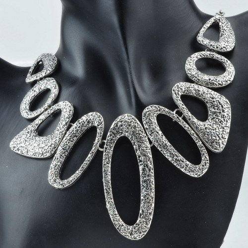 Silver Geometry Irregular Water Drop Pendant Necklace