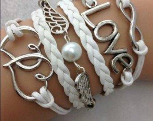 Infinity  White Pearl Wings  Bracelet (Free Gift Box)