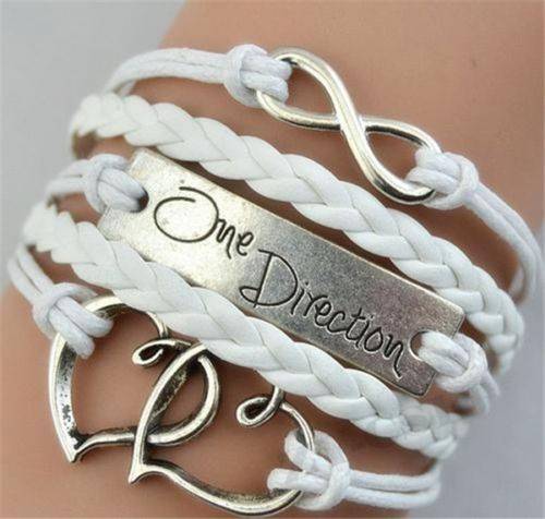 White Infinity One Direction Heart Love Charm Bracelet