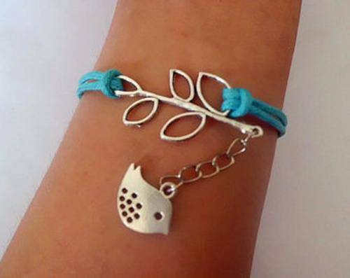 6 colours available Silver INFINITY Wax Cord Lucky leaf Bracelet.