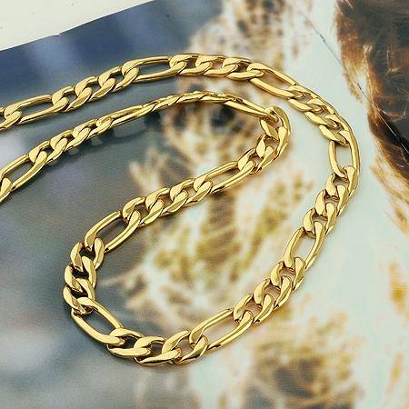 2 YEAR GUARANTEE!!GORGEOUS 8 MM GOLD FIGARO NECKLACE 60 cm