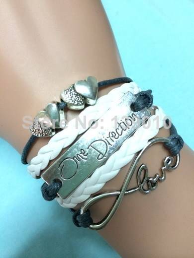 Infinity Grey/White One Direction Love Charm Bracelet