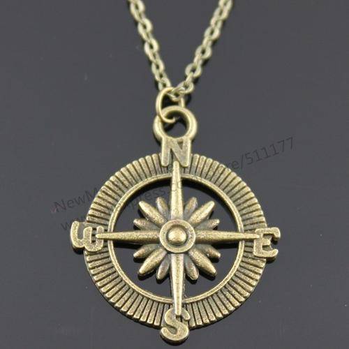 Infinity Bronze Compas Pendant Necklace & free Gift Box