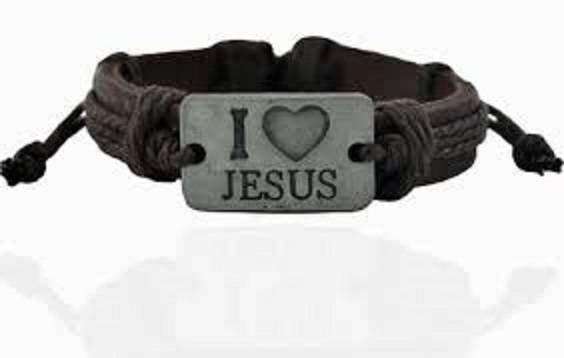 Unisex  "Jesus" Leather  Bracelet