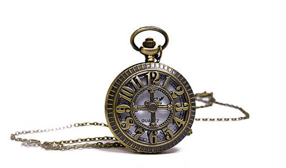 RETRO ANTIQUE LOOK  POCKET NECKLACE WATCH