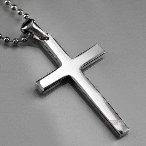 316L Stainless Steel Unisex Cross Pendant Necklace and 60cm Ball Chain