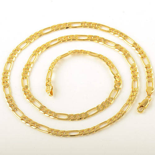 GORGEOUS 4 MM GOLD FILLED FIGARO CHAIN NECKLACE 60 cm