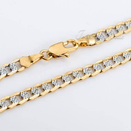 4mm Gold Filled and Silver Hammered Cuban Chain 58cm