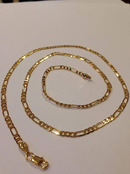 2 YEAR GUARANTEE!!GORGEOUS 3 MM GOLD FIGARO NECKLACE 60 cm