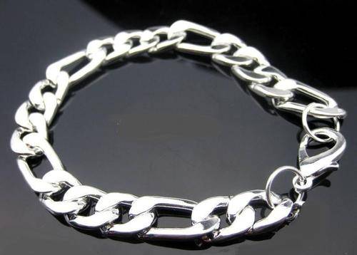 Men's 10mm  SOLID Stainless Steel Figaro Chain  Bracelet