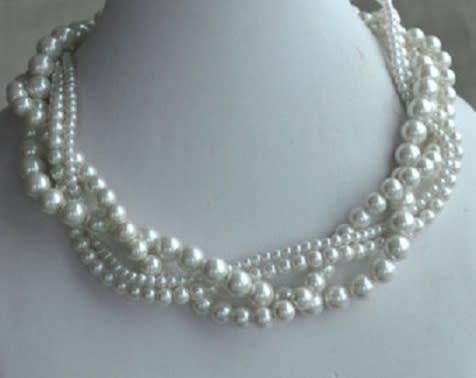 Ivory Twisted Faux Pearls  5 string Necklace