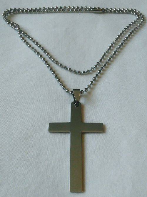 316L Stainless Steel Cross Pendant  Necklace and 60cm Ball Chain