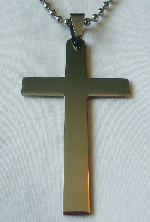 316L Stainless Steel Cross Pendant  Necklace and 60cm Ball Chain