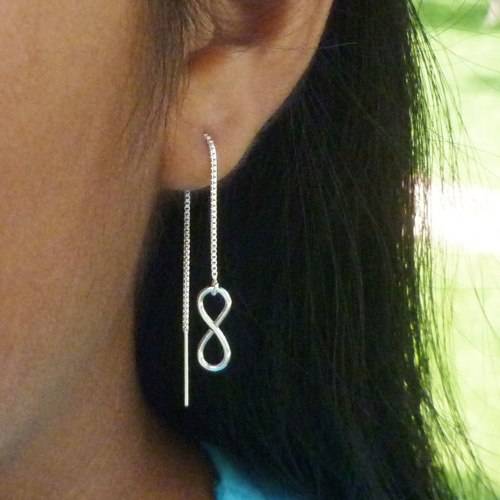 SOLID 925 Sterling Silver Infinity Threader Earrings