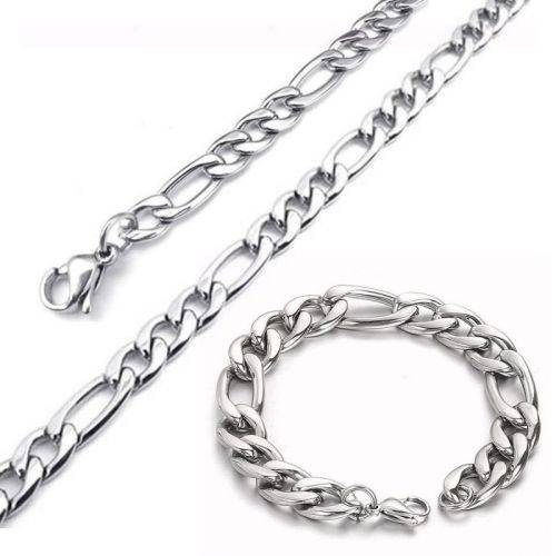 10mm Heavy TITANIUM STEEL  Figaro Chain Necklace  & Bracelet SET