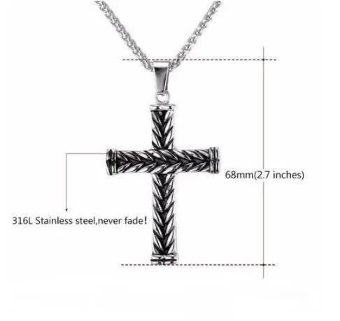316L Stainless Steel Vintage Cross Pendant (Chain Not Included)