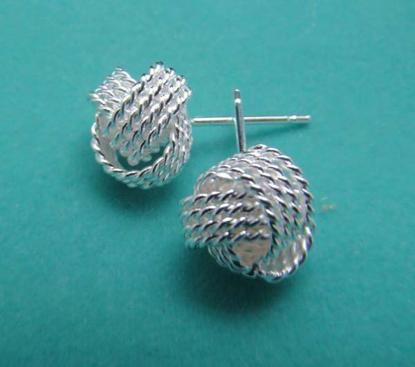 ADORABLE ROUND CROSS MESH SILVER STUD EARRINGS