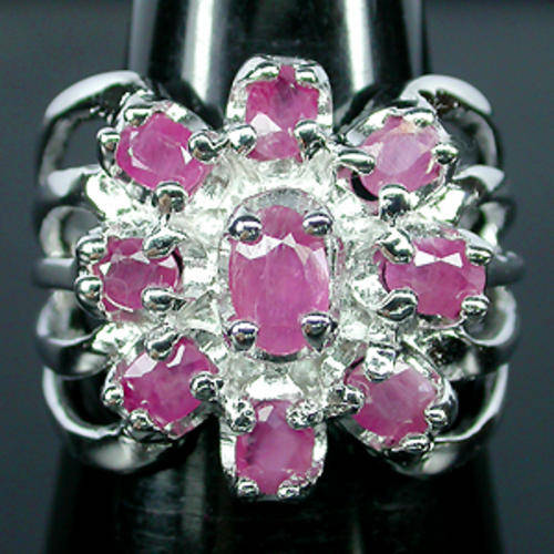 47.92CT.ATTRACTIVE TOP RED PINK RUBY CAST IN SOLID 925 STERLING SILVER RING NR 7.5