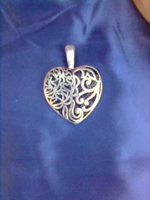 LOVELY TIBETAN SILVER CLIP ON HEART PENDANT