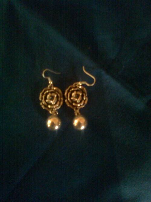 LOVELY TIBET SILVER ROSE & BALL DANGLE EARRINGS