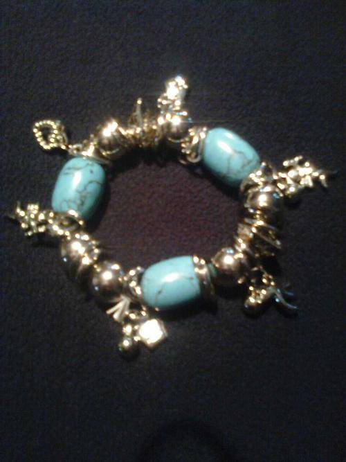 GEORGEOUS TIBET SILVER & TURQUOISE STRETCH BRACELET
