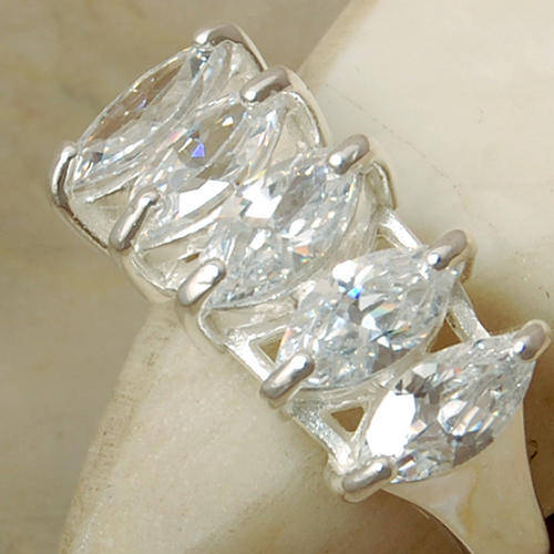 AMAZING WHITE MARQUISE CUT TOPAZ SOLID 925 STERLING SILVER RING