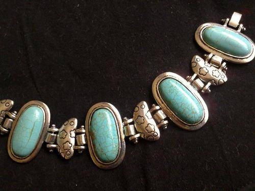 GORGEOUS TIBET SILVER WITH TURQUOISE STONES BRACELET