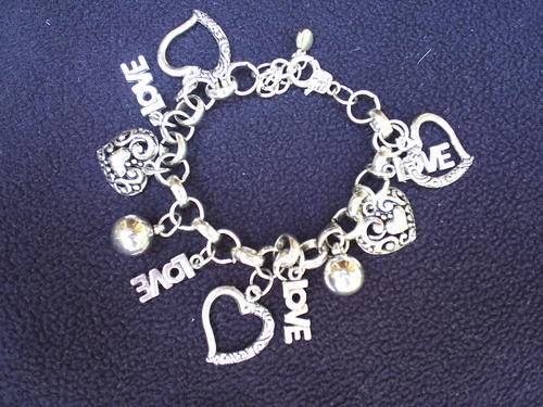 ***LAST ONE***DEVINE TIBET SILVER LOVE, HEARTS & BALLS BRACELET