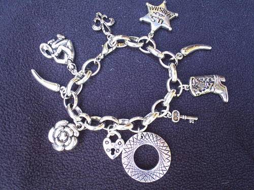STUNNING TIBETAN SILVER CHARMS BRACELET