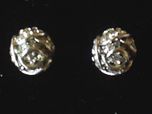***NEW***LOVELY!!!TIBETAN SILVER ROSE WITH  CZ EARRINGS