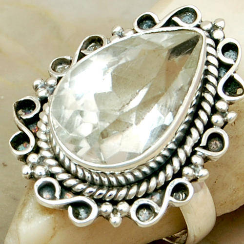 GREAT WEDDING WHITE TOPAZ SOLID 925 STERLING SILVER RING #8