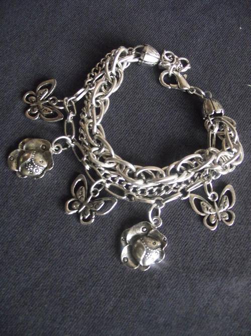 STUNNING VINTORIO COLLECTION TIBETAN SILVER CHAINS & BUTTERFLIES BRACELET