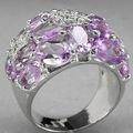 GENUINE COLOR CHANGE PURPLE AMETHYST & CZ RING SET IN SOLID 925 STERLING SILVER