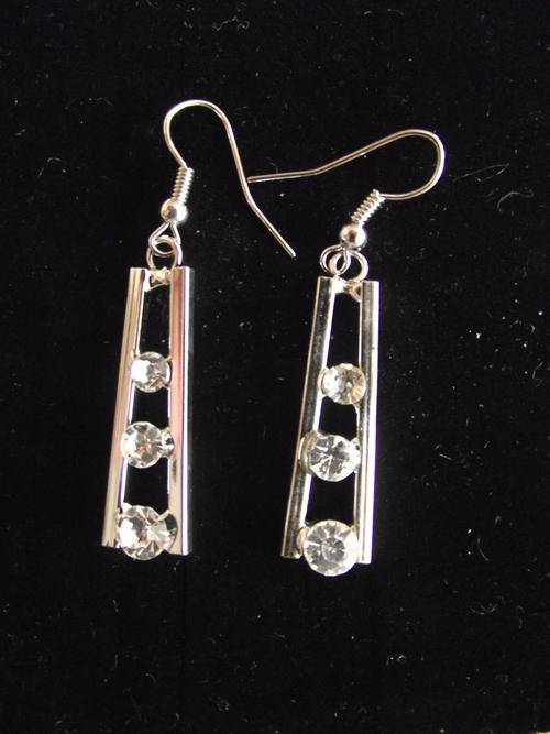 ****NEW**** LOVELY SILVER & CZ DANGLE EARRINGS