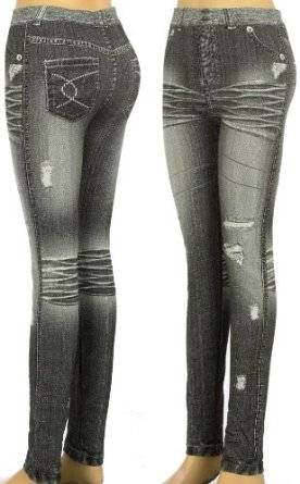 SEXY BLUE  RIPPED JEAN LOOK TIGHTS LEGGINGS fits size 8 - 16