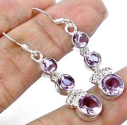 SUPERB AMETHYST 925 STERLING SILVER EARRINGS