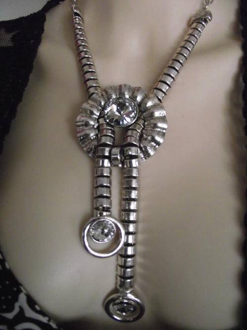 Stunning Silver Crystal Dangle Necklace