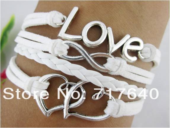 Infinity White Leather Love Bracelet