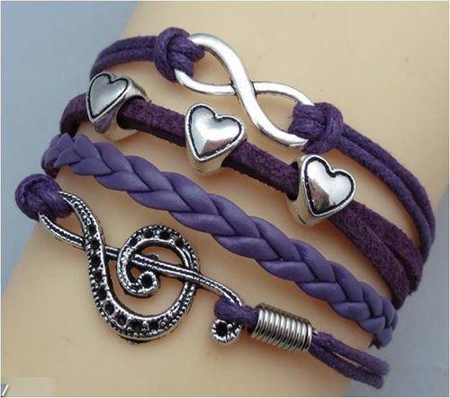 Infinity Purple Leather Bracelet